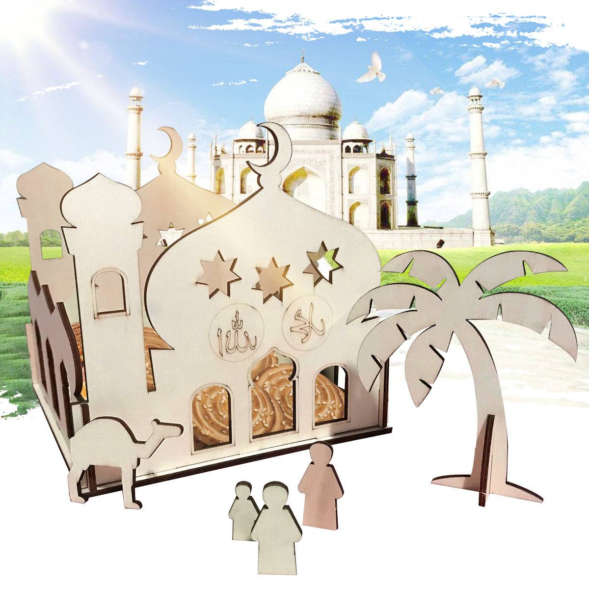 Muslim Islamic Toy DIY Palace House Stand Rack Kid Ramadan Gift Decoration