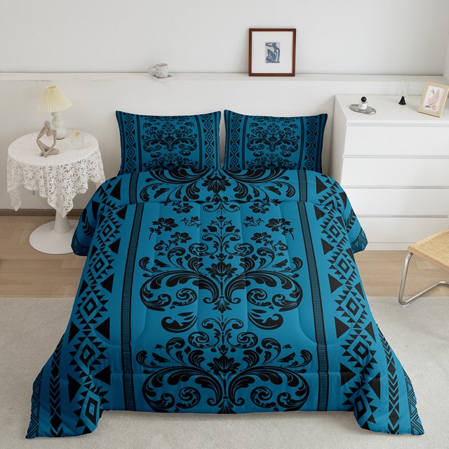 Erosebridal Aztec Damask Bedding Toddler Comforter Set, Retro Floral Down Comforter, Bohomian Theme Decor, Reversible