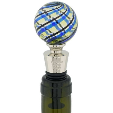 GlassOfVenice Murano Glass Bottle Stopper - Elegant Stripes