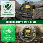 Gisam Laser Level with Tripod , 4x360° Self-Leveling Green Cross Line 4D Laser Tool with Remote Control, Magnetic Bracket & 2* 4800mAh Battery