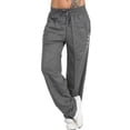 thumbnail image 3 of Pantalones Pantalones deportivos sueltos Pantalones de chándal casuales de pierna recta para mujer, Gris oscuro, 5XL kenally AP002164-16, 3 of 7