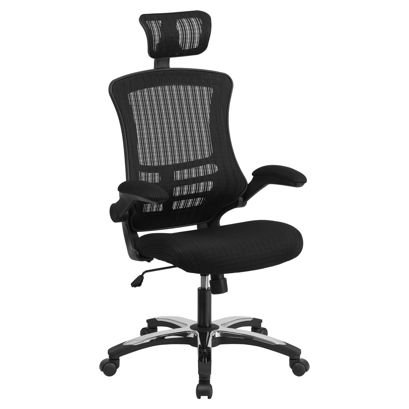 High-Back Black Mesh Swivel Ergonomic Executive Office Chair with Flip-Up Arm... 