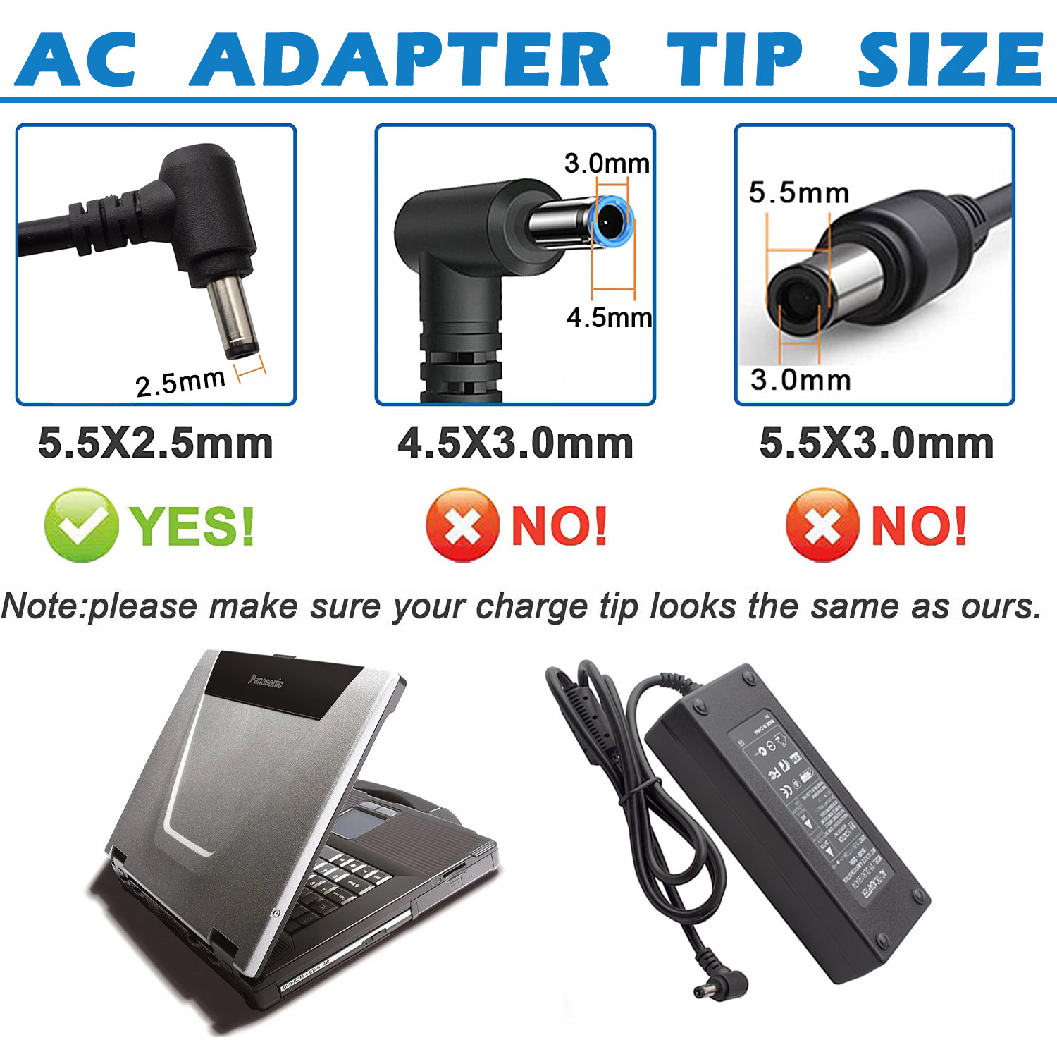 15.6 V 7.05 A 110 W CF-AA 5713 A M 1 CF-AA 5713 A M 2 5.5 パナソニック Toughbook用2.5 mm ACアダプタCF-19 CF-31 CF-53 CF-52 CF-54 CF-33 CF-74ノート : 15.6V 7.05A 110W 5.52.5mm CF-AA5713A Power Charger for