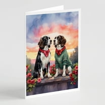 English Springer Spaniel Two Hearts Greeting Cards Pack of 8 7 in x 5 in