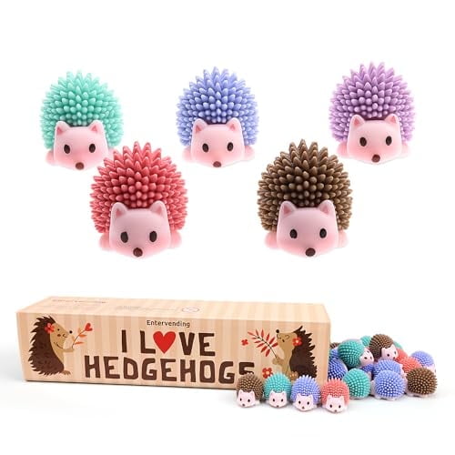 Entervending Hedgehog Toy Figurines - Wild Life Animal Figures in Gift Box - 30 Pcs - Figurines Party Favors for Kids - Cake Toppers – Woodland Decoration Playset - Cognitive Toys