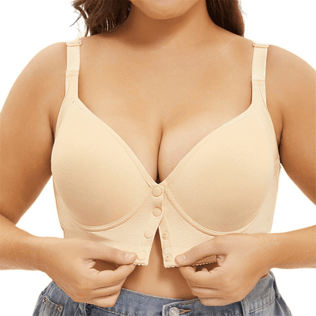Fulorrnie Bras for Women Plus Size Underwire Comfort Full Coverage Back Smoothing Longline Front Closure Supportive Bra  Light Yellow .H  42