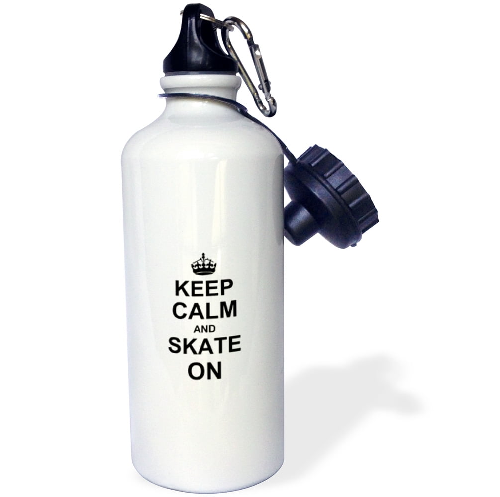 3dRose Keep Calm and Skate on carry on skating funny skateboarding ice skater or roller skating gifts, Sports Water... by 3dRose