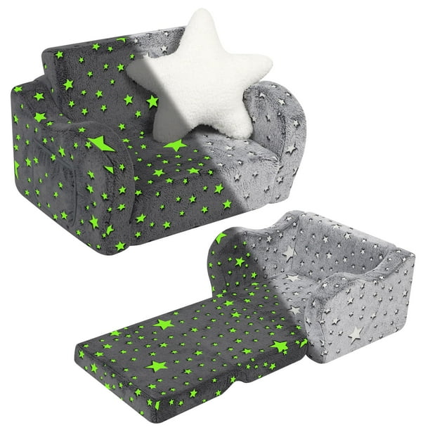 Sofá para niños pequeños MOMCAYWEX Star que brilla en la oscuridad con almohada