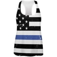 thumbnail image 1 of Distressed Thin Blue Line American Flag All Over Womens Work Out Tank Top, 1 of 1
