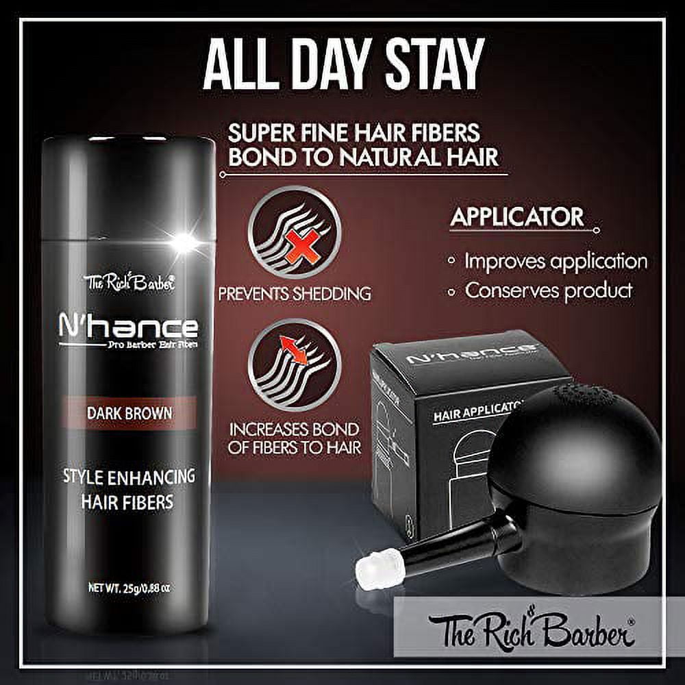 The Rich Barber N’Hance Hair Fibers & Applicator Pump Set | Natural  Concealing Hair Thickening Fibers | Long-Lasting Spray with Accessory For  Crisp