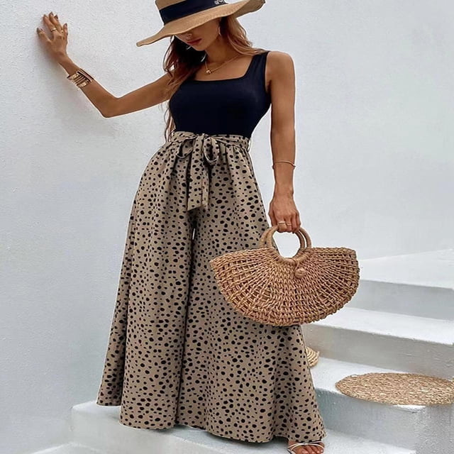 Fankiway Mode Combinaison à Bretelles pour Femmes Printemps et Été Nouvelle Combinaison Imprimée Décontractée Pantalons pour Femmes Liquidation Pantalons Grande Taille pour Femmes Liquidation