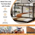 thumbnail image 6 of Miniyam Metal Queen over Queen Bunk Bed with Trundle, Space Saving Bunk Bed Frame with Ladder and Guardrails for Dorm, Apartment, Black, 6 of 7