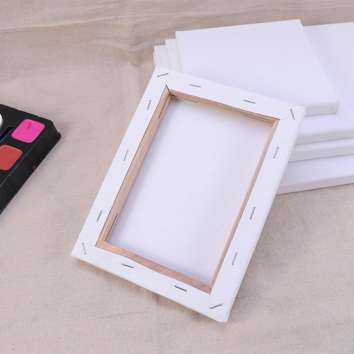 FENGGUIQU 10Pcs White Cotton Wood Artist Stretched Canvas Panels for Oil Painting Drawing