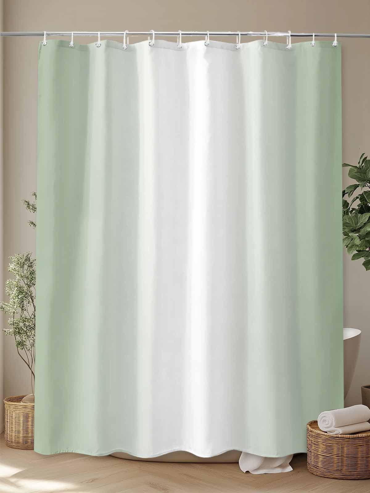 Boanket Polyester Fabric Sage Green Ombre Shower Curtain, Sage Green White Gradient Modern Waterproof Bathtub Curtain Bathroom Decor Set with Hooks 72 x 78 Inches,