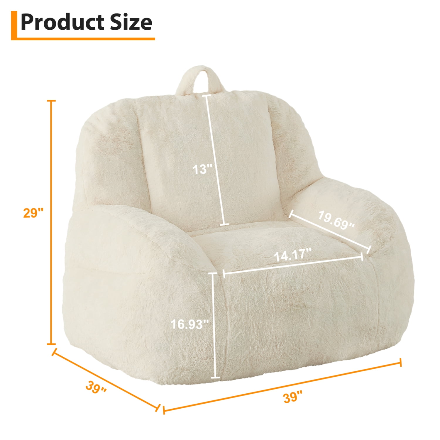 COZONY 39" Large Bean Bag Chair for Adults and Teens with High-Quality Filling, Versatile Sofa for Living Room, Basement, Game Room,white
