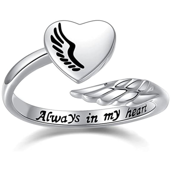 TINYSOME Opening Adjustable Angel Wings Ring Heart-shaped Finger Ring Gifts for Female