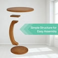 thumbnail image 6 of Finmind Solid Wood Round End Table, Mid-Century C-Shaped Side Table for Living Room, Brown, 6 of 8