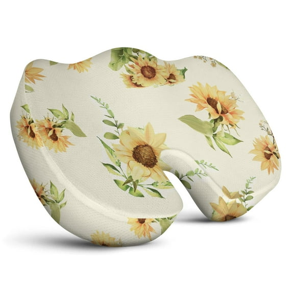 Premium Sunflower Pattern Memory Foam Seat Cushion Ergonomic Chair Pad for Office Chair, Car, Airplane & Bleachers Sciatica, Tailbone Hip & Back Pain Relief - Chair Cushion for Long Office Workers.