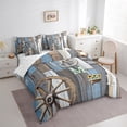 thumbnail image 4 of Feelyou Blue Lake House Twin Bedding Sets 7-Piece for Kids, Rustic Farmhouse Bedding Comforter Set, Western Wooden Plank Reversible Sheet Sets, Ultra Soft Bedroom Decor, 4 of 9