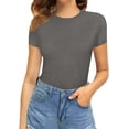 thumbnail image 2 of Xishao Women's Round Neck Short Sleeve T Shirts Basic Bodysuits Xishao ropa, 2 of 2