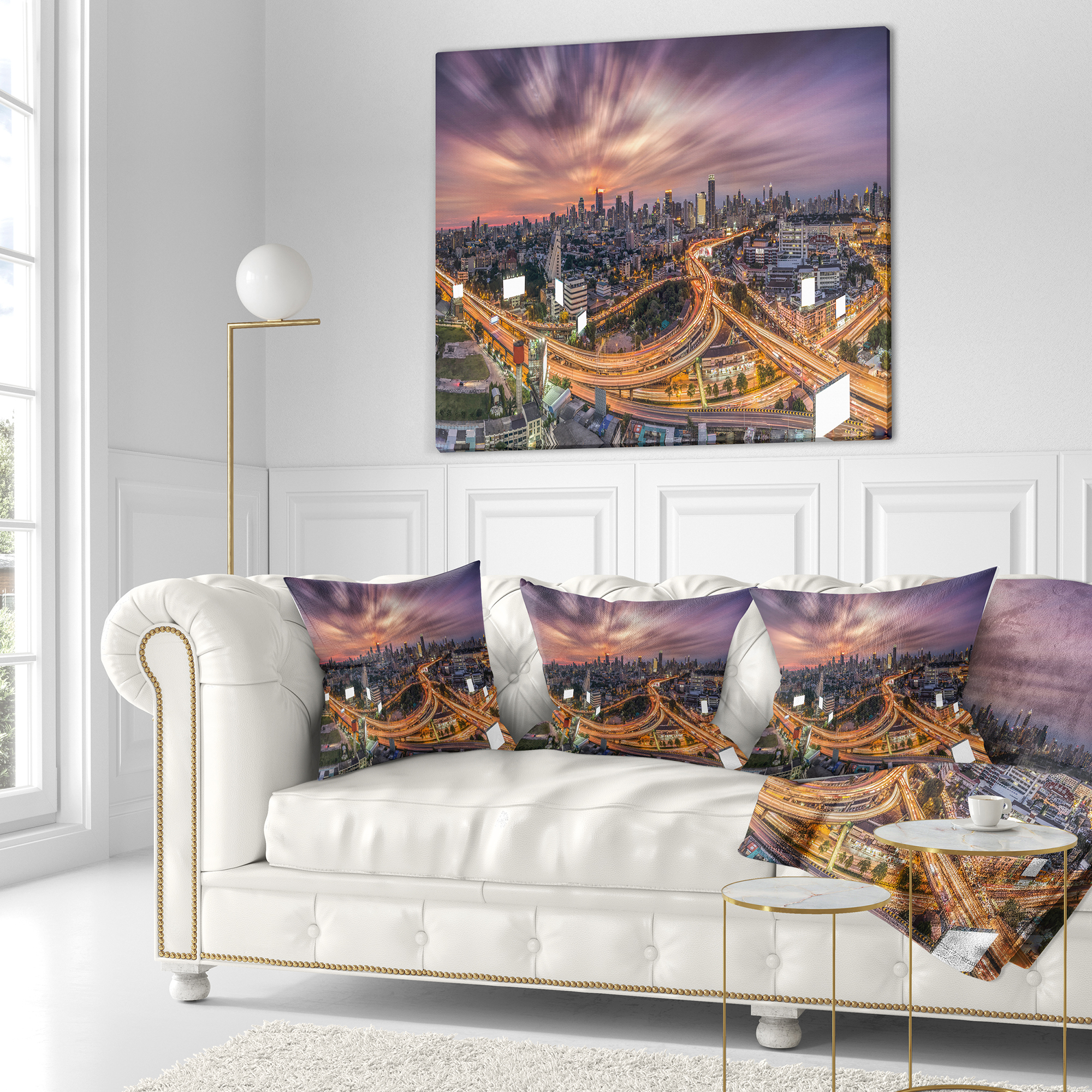 Designart Bangkok S Shaped Express Way - Cityscape Throw Pillow - 18x18