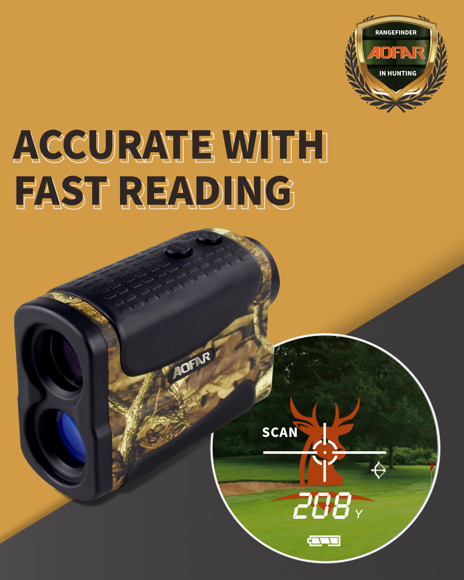 AOFAR Hunting Archery Range Finder HX-700N 700 Yards Waterproof Rangefinder for Bow Hunting with Range Scan Fog and Speed Mode, Free Battery, Carrying Case - image 5 of 6