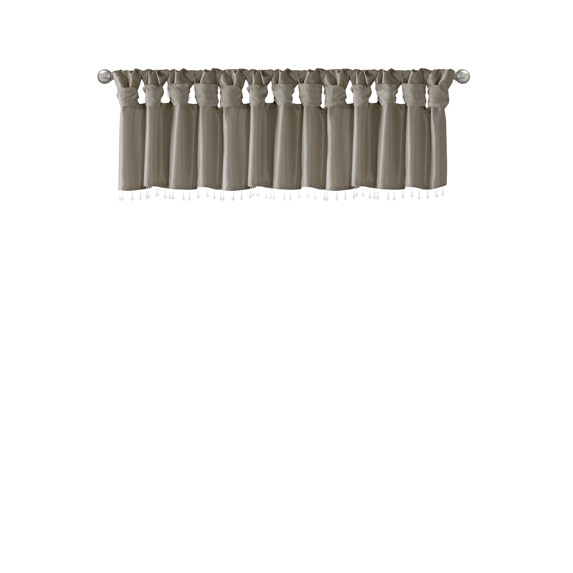 Lightweight Faux Silk Valance With Beads Pewter 50x26"