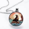 thumbnail image 2 of Sea Lion Elegant Glass Circular Pendant Necklace - Stunning Jewelry Piece, 2 of 5