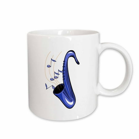 

3dRose sax abstract saxophone w notes blue Ceramic Mug 11-ounce