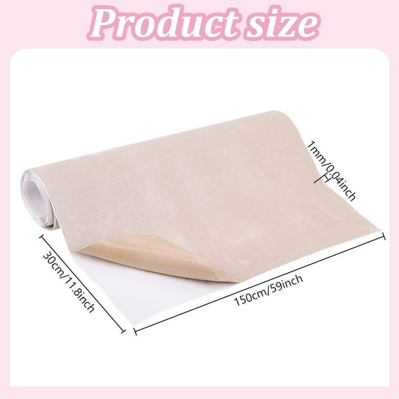 1pc 11.8" L x 59" W Suede Fabric Wrap Microfiber Fabric Self-Adhesive Suede Look for Car Interior Beige Self Adhesive Film Sticker Elastic Peel Stretch Film Fabric for Furniture Decor