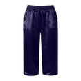 thumbnail image 5 of felwors Women's Satin Capri Pants High Rise Cropped Lounge Trousers with Pockets Sheen（Navy， S）, 5 of 5