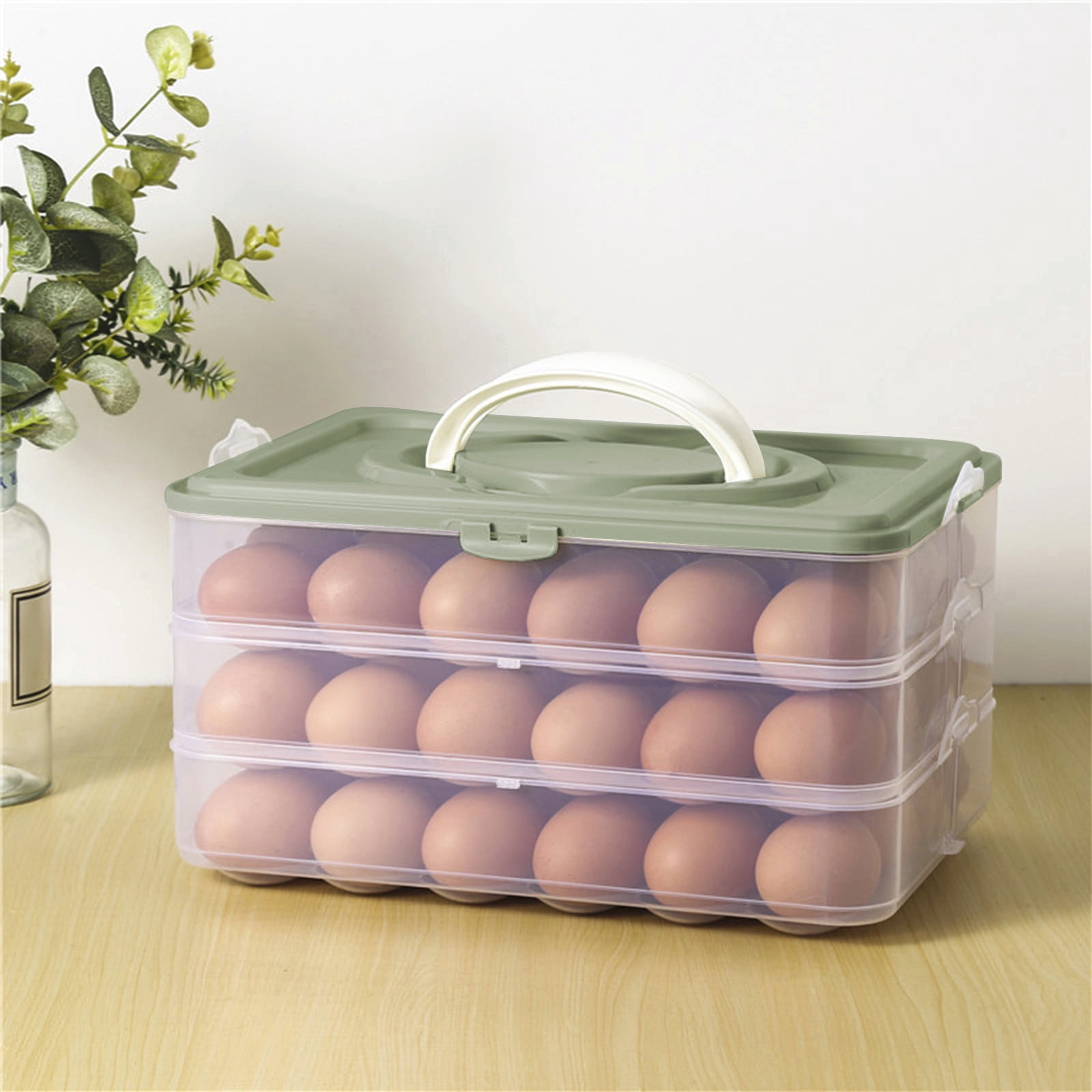 Green Eggs Holder Green Eggs Holder 3-Layer 72 Capacity Refrigerator Storage Box with Lid and Handle for Kitchen Organization and Egg Protection Egg Storage Container