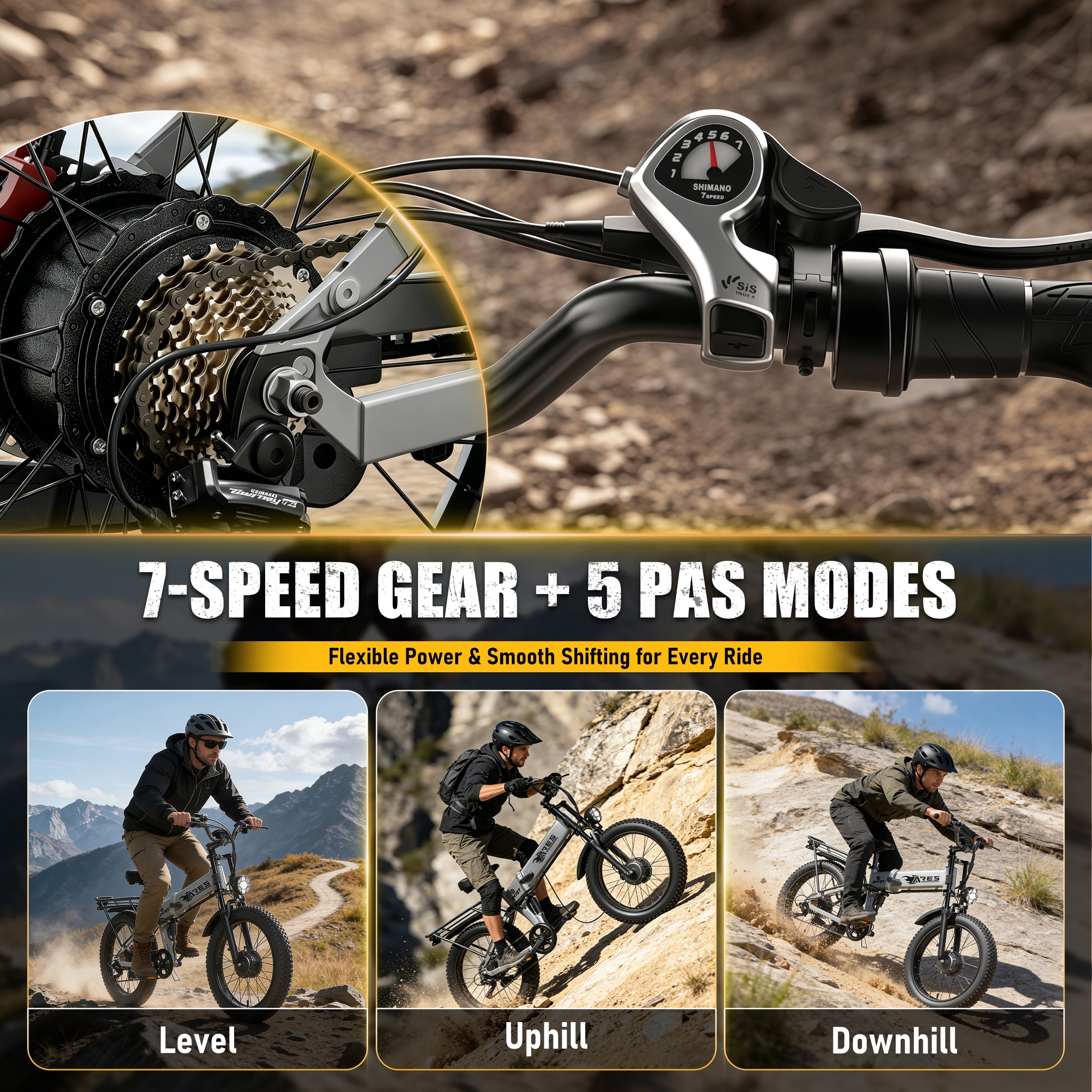 AMYET ARES AWD Electric Bike for Adults, Dual Motor 2000W Ebike, 52V 20Ah Battery, 24" x 4.0" Fat Tire, Folding Electric Mountain Bike, 34MPH, UL2849