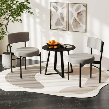 Costway - Dining Chair Set of 2 with Curved Backrest Padded Seat & Metal Legs for Dining Room - Gray