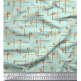thumbnail image 1 of Soimoi Green Georgette Viscose Fabric Maze & Grandiflora Roses Floral Decor Fabric Printed Yard 42 Inch Wide, 1 of 6
