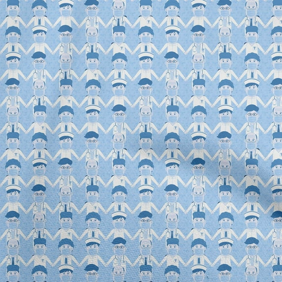 oneOone Cotton Silk Baby Blue Fabric Medical Dress Material Fabric Print Fabric By The Yard 42 Inch Wide
