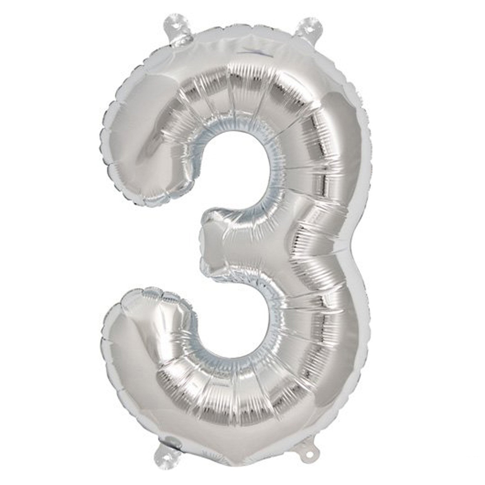 16" Silver Foil Mylar Balloons Numbers 3
