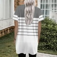 thumbnail image 6 of Womens Tops Plus Size Short Sleeved Stripe V-Neck Printed Double Pocket Pullover T-shirt Gray XL, 6 of 6