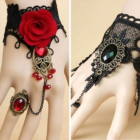 DESIGNICE 2Pcs Goth Accessories,Gothic Rebel Dark Spirit Goth Jewelry,Bold Punk Edge Vibe Gothic Valentines Day Gifts