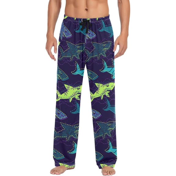 GZHJMY Shark Pajama Pants for Men, Lounge Pants Lightweight Men Pajama Bottoms with Drawstring Pockets, Christmas New Year Birthday Gifts, Large