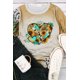 thumbnail image 1 of ABPHQTO Camiseta de cuello redondo con estampado de corazón de leopardo y girasol occidental caqui para mujer, 1 of 5