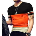 thumbnail image 2 of Summer Fashion Men's T Shirt Casual Patchwork Short Sleeve T Shirt Mens Clothing Trend Casual Slim Fit Hip-Hop Top Tees 5XL, 2 of 10