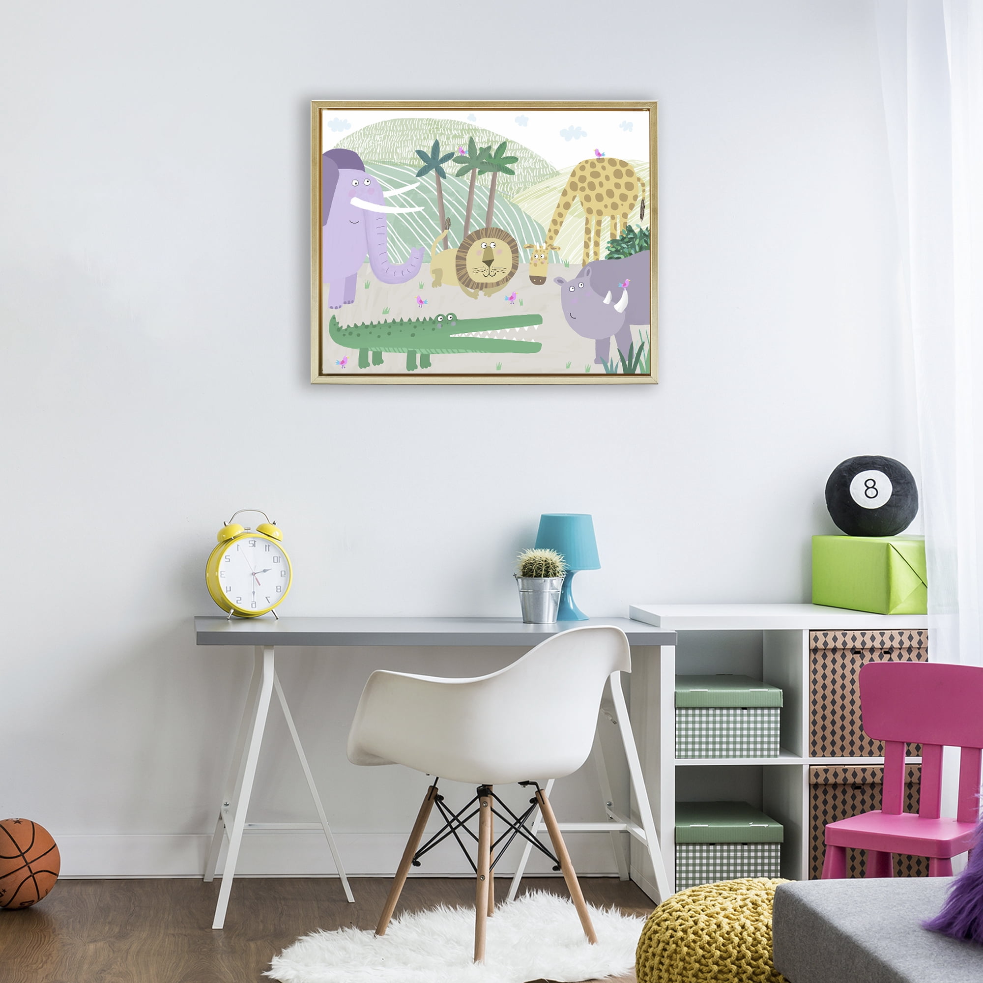 Stupell Industries Jungle Savannah Animals Gold Framed Floater Canvas Wall Art, design by Carla Daly