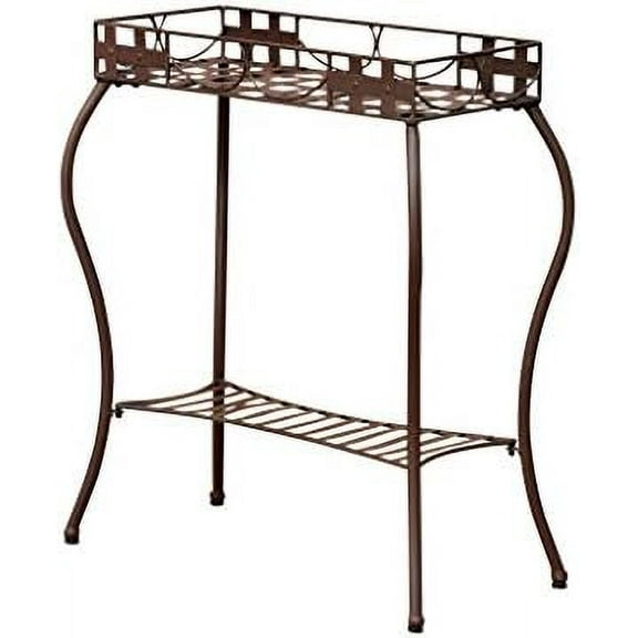 Santa Fe Iron Rectangular Plant Stand (Matte Brown) (30"H x 24"W x 11"D)
