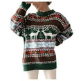 thumbnail image 2 of ZHOGXU Women'S Christmas Sweater Knitted Long Sleeve Round Neck Cute Reindeer Print Comfortable Warm Loose Fit Pullover Top For Daily Wear Green Xl, 2 of 9
