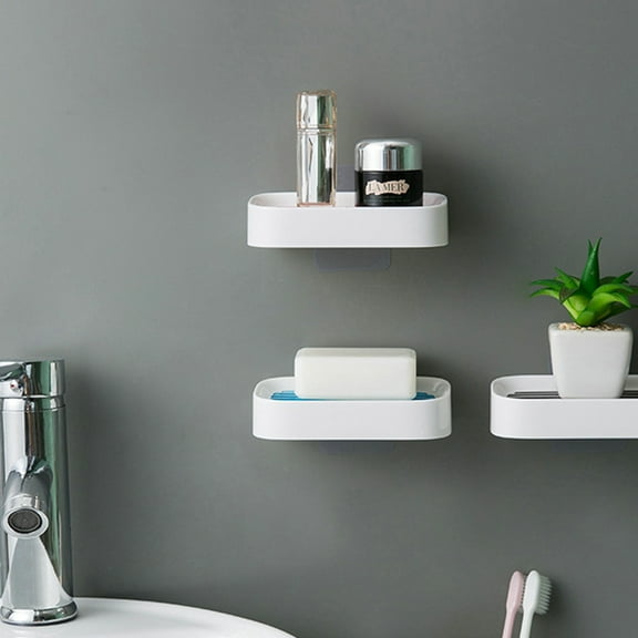 Raindrops Wall Mount Soap Dish Double Layer Draining Tray Soap Holder for Shower Bathroom Kitchen (Blue)