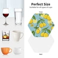 thumbnail image 6 of Lsque Lemon Pattern 4" Drink Coasters Set of 4, PVC Leather Absorbent Coasters, Table Coaster Set Decorative Coffee Cup Coasters Housewarming Gift -Hexagon, 6 of 6