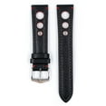 thumbnail image 2 of Hirsch Rally Artisan Leather Watch Strap - Black - L - 20mm - Silver Buckle, 2 of 9