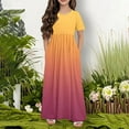 thumbnail image 2 of QNANSPI Summer Dress for Girls,Young Girls Maxi Dress,Fashionable Girls' Gradient Short Sleeved Round Neck Dress with Pockets Casual Long Skirt for Adults, 2 of 4