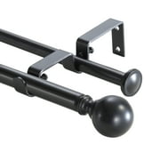 Urbanest Ball Adjustable Double Curtain Rod Set, 5/8", 28-48", Matte Black